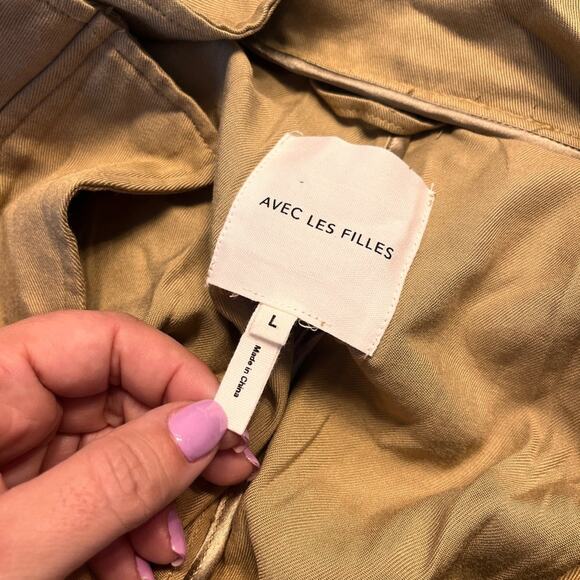 NWT Avec Les Filles Hooded Lyocell Utility Anorak Lemongrass Large $180 - Picture 4 of 10